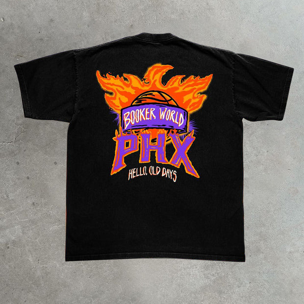 Booker world printed casual basketball T-shirt