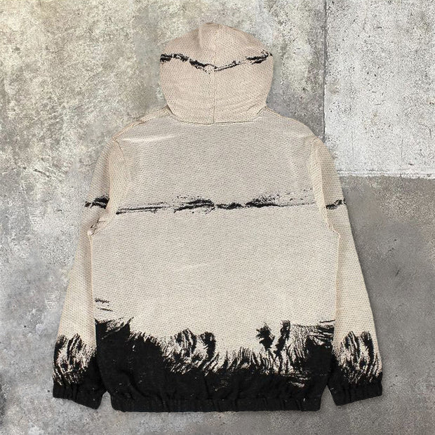 Fashion vintage zip print hoodie