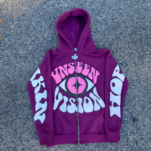 Casual personalized printed zipper letter hoodie