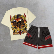 Casual Street Basketball Mesh Shorts T-Shirt Two-Piece Set
