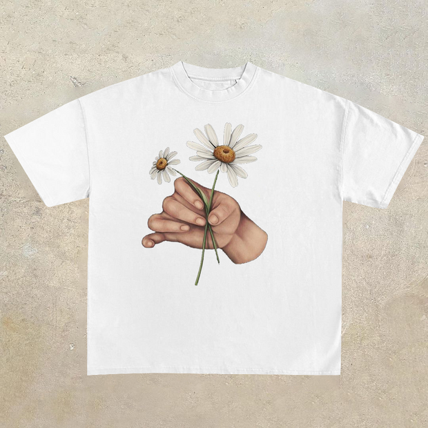 Artistic casual print short-sleeved T-shirt