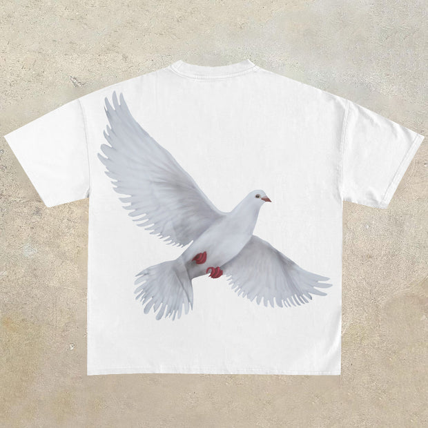 Dove Peace Freedom Casual Short Sleeve T-Shirt