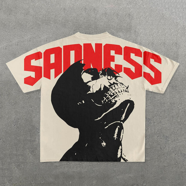 Sadness Print Short Sleeve T-Shirt