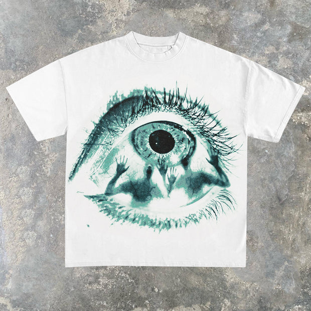 God's Eye Casual Street Print Cotton T-Shirt