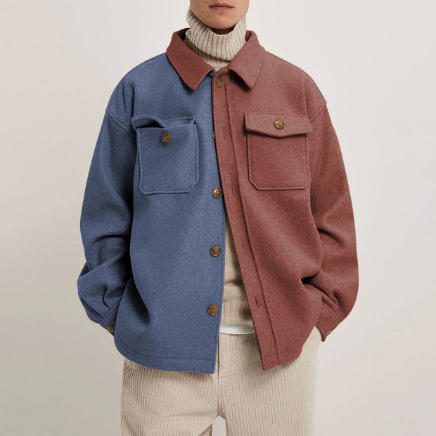 Casual stitching contrast lapel jacket