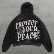 Protect Your Peace Print Long Sleeve Hoodie