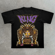 King Print Casual Street Basketball T-Shirt