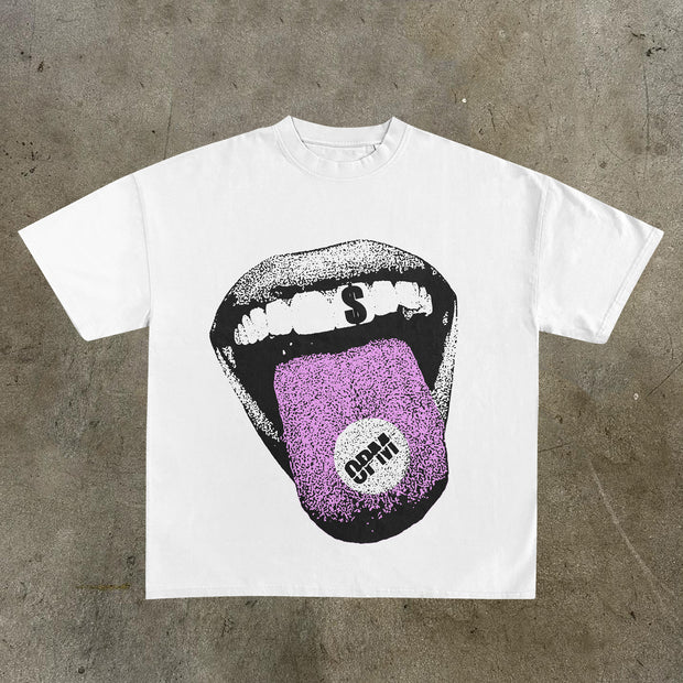 Personalized Tongue Print Short Sleeve T-Shirt