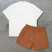 Retro trendy short-sleeved shorts suit