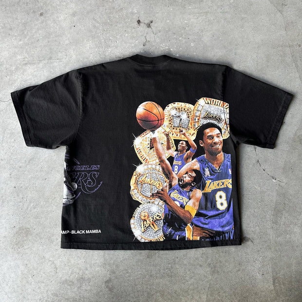 Casual street basketball championship printed T-shirt