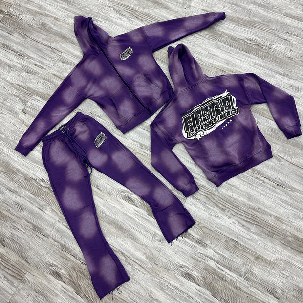 Fashionable and personalized gradient print hoodie set