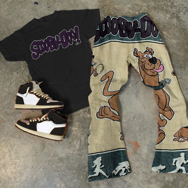 Scooby Doo Print T-Shirt Trousers Two-Piece Set