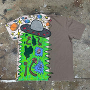 Stitching Color Mix Print Short Sleeve T-Shirt
