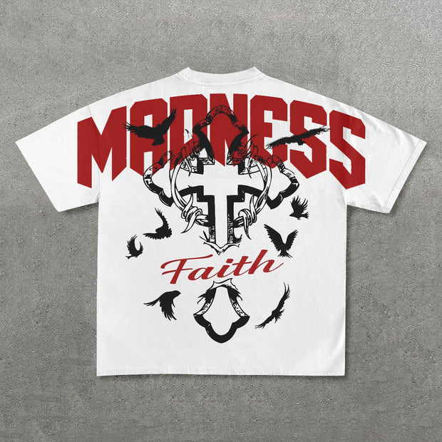 Madness Faith Print Short Sleeve T-Shirt