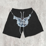 Retro Angel Print Trendy Shorts