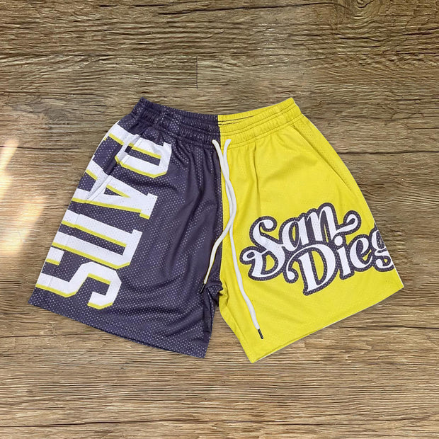 Stylish preppy sports color block shorts