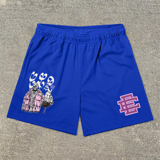 Tide brand retro print street mesh shorts