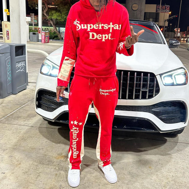 Superstar Hoodie Sweatpants Print Two Piece Set