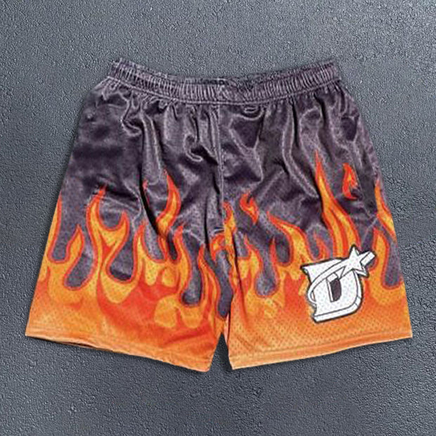 Fashion statement print flame shorts