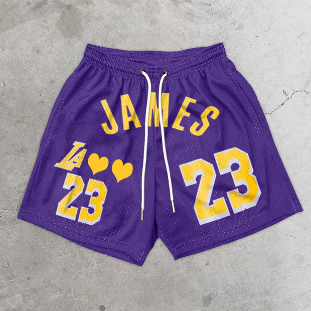 Retro basketball tide brand printed shorts