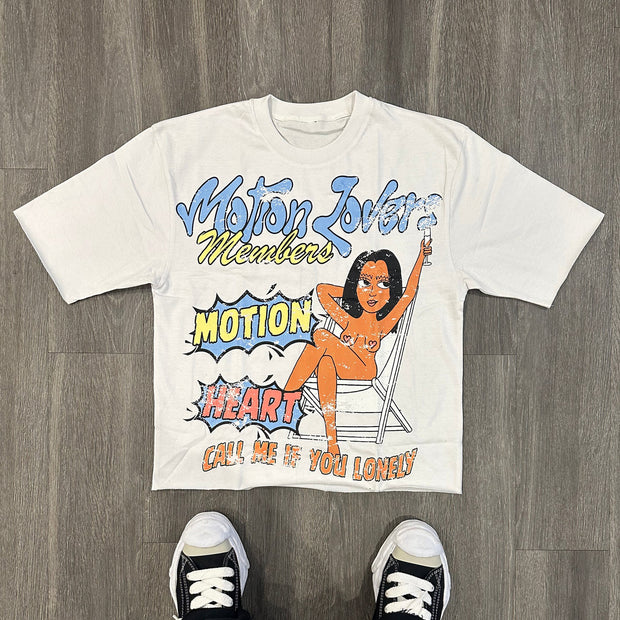 Beach vacation printed cotton T-shirt
