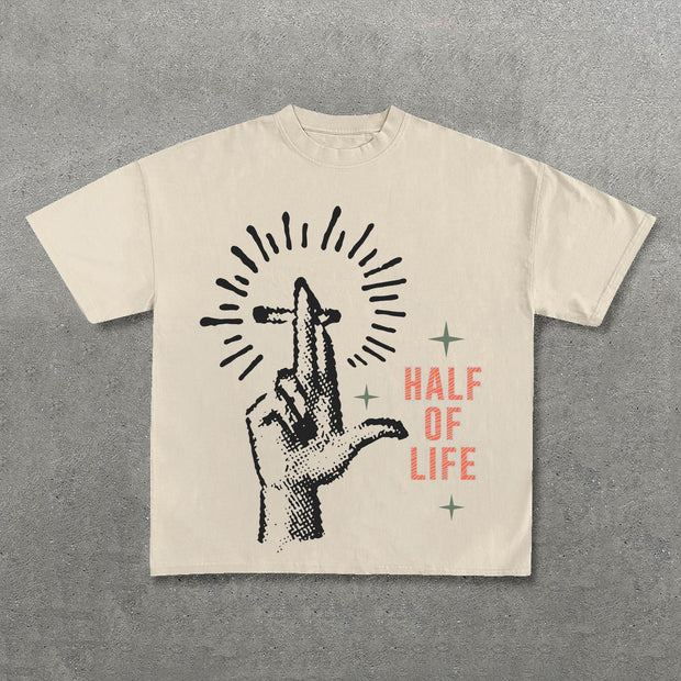 Half Of Life Print Short Sleeve T-Shirt
