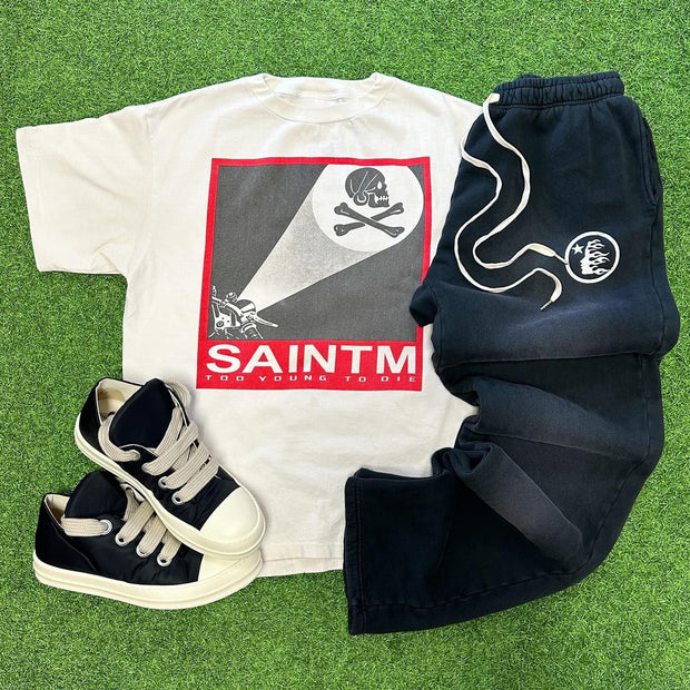 Saintm Print T-shirt Sweatpants Two Piece Set