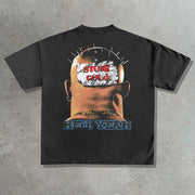 Casual street skull wrestling printed T-shirt