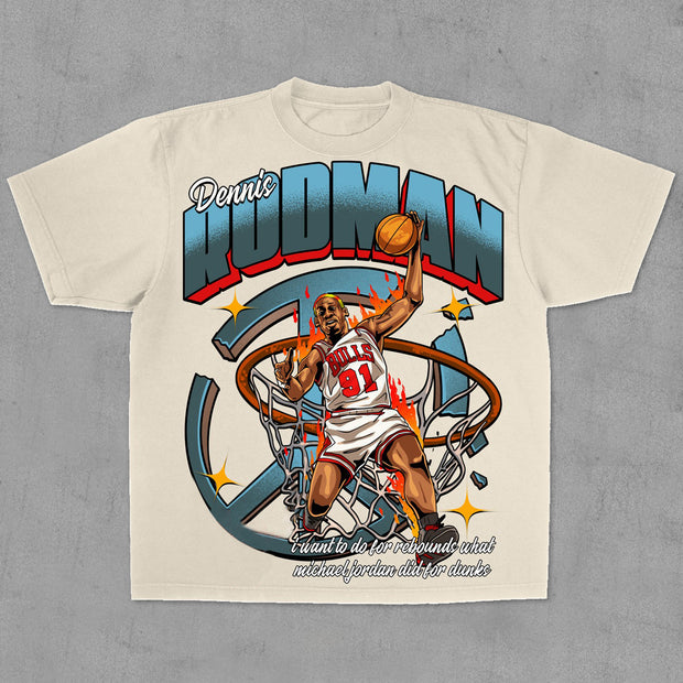 casual basketball print T-shirt