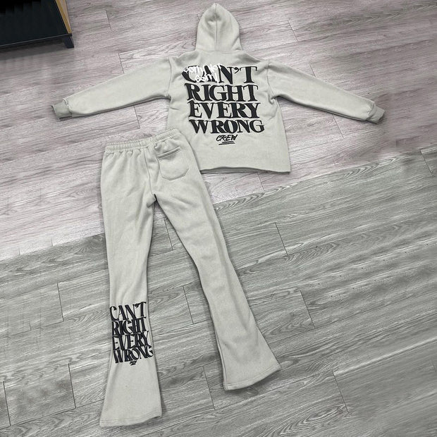 Casual Street Flared Pants Hoodie Two-Piece Set