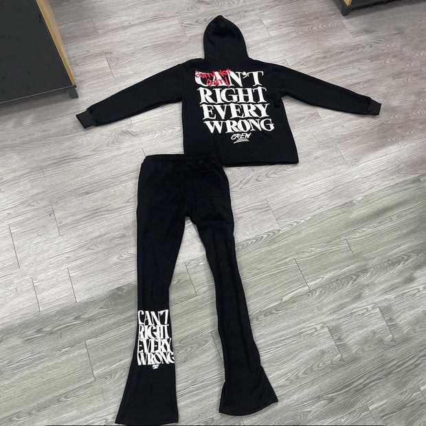 Casual Street Flared Pants Hoodie Two-Piece Set