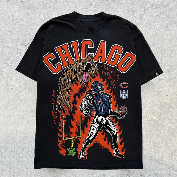 Chicago Football Print Short Sleeve T-Shirt