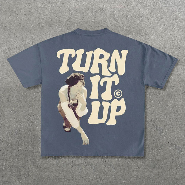 Turn It Up Print Short Sleeve T-Shirt
