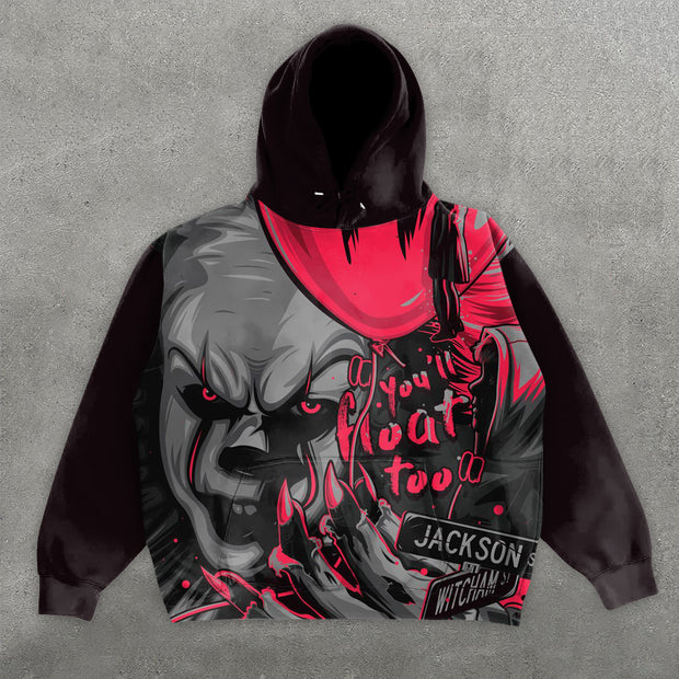 Personalized clown print loose hoodie
