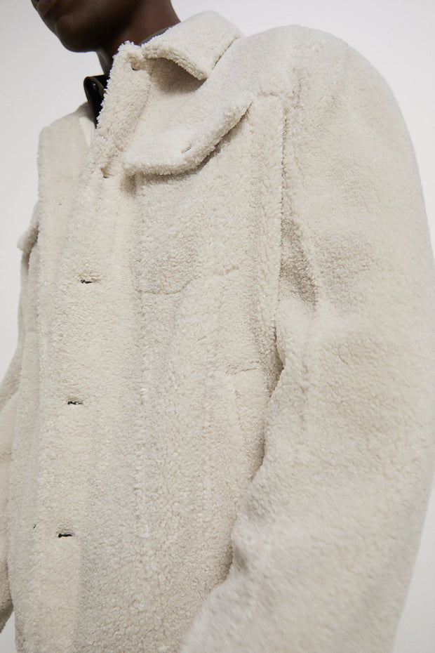 Street style polar fleece solid color coat