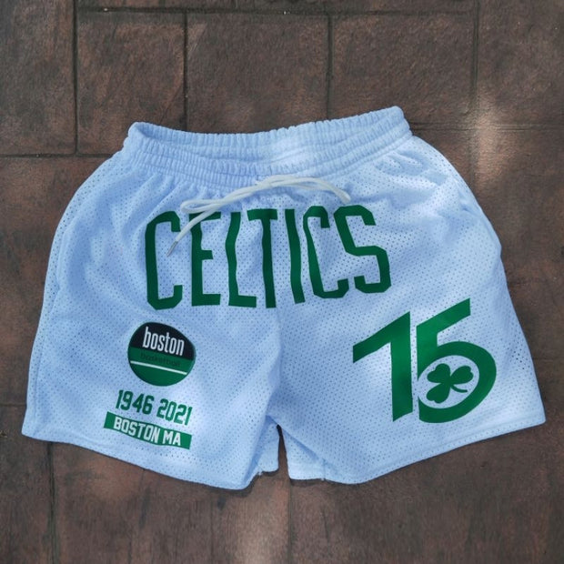 celtics graphic mesh shorts