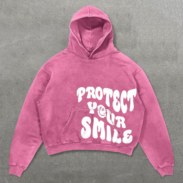 Protect Your Smile Letters Print Long Sleeve Hoodies