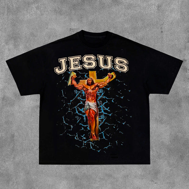 Jesus Gods Work Print Short Sleeve T-Shirt