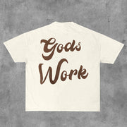 Jesus Gods Work Print Short Sleeve T-Shirt