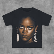 Rihanna Print Short Sleeve T-Shirt