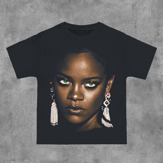 Rihanna Print Short Sleeve T-Shirt