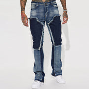Casual street patchwork washed denim