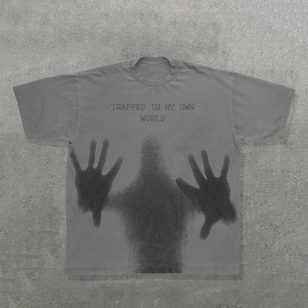 Trapped In My Own World Print Short Sleeve T-Shirt