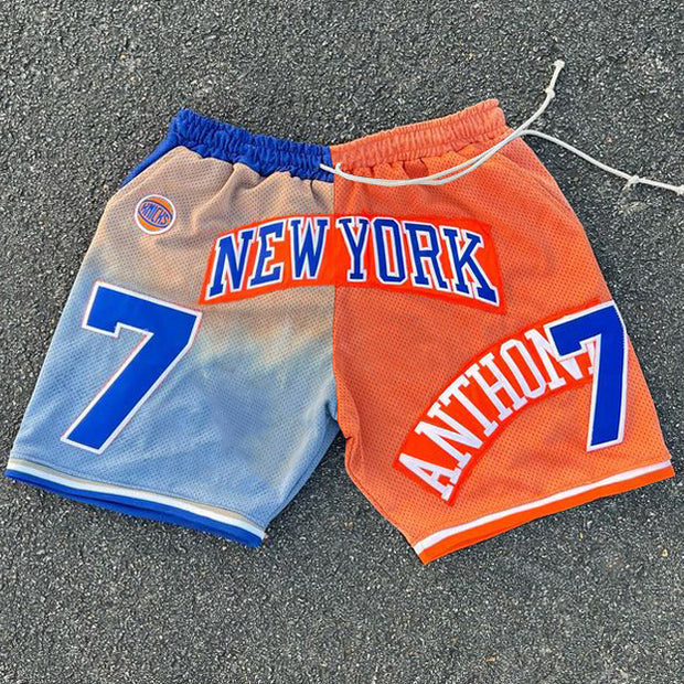 NO. 7 casual paneled mesh shorts