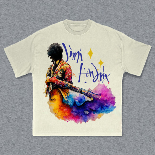 Guitarist Jimi Hendrix Print Short Sleeve T-Shirt