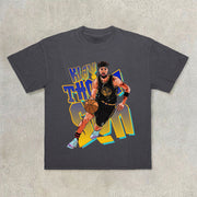 Vintage Print Basketball Fashion Short Sleeve T-Shirt