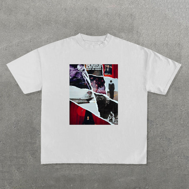 Eminem Album Fragments Print Short Sleeve T-Shirt