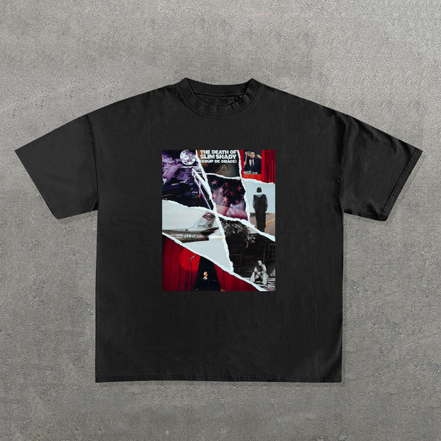 Eminem Album Fragments Print Short Sleeve T-Shirt
