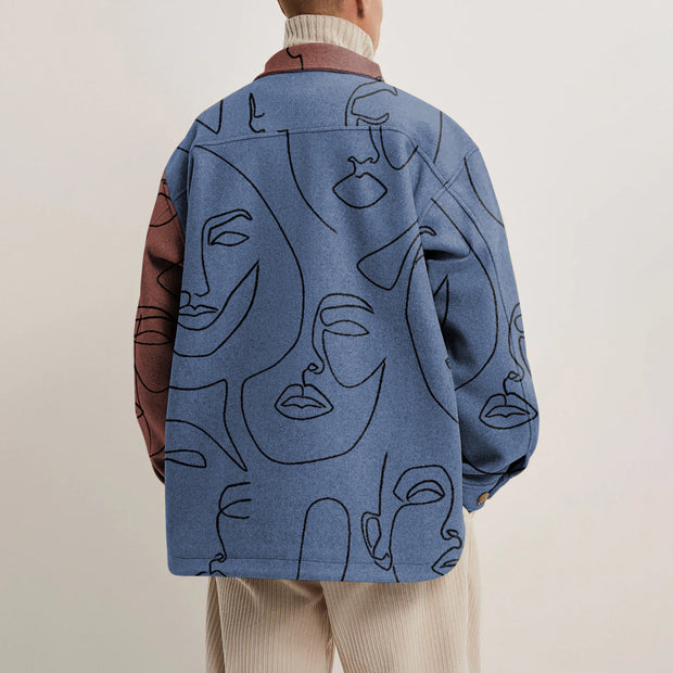 Contrast stitching fashion lapel jacket