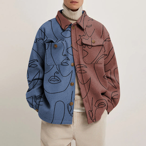 Contrast stitching fashion lapel jacket